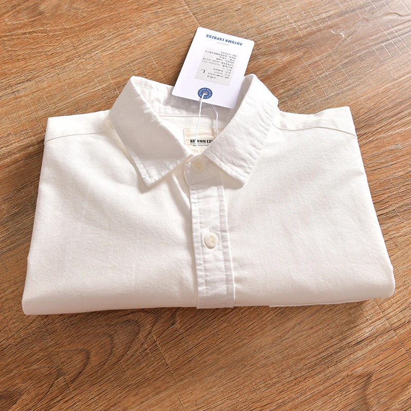 

Oxford Cloth Men's Casual Short Sleeve Shirt Summer Fashion Urban Loose Fit Washed Processed Pure Color Artistic Style White ...