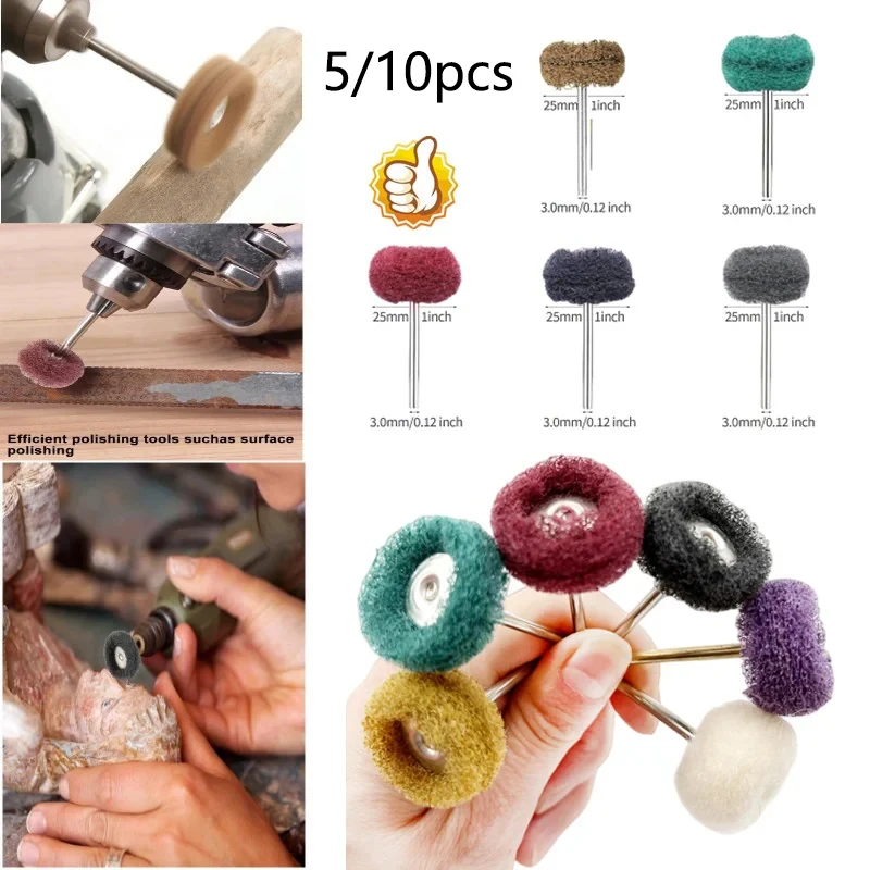 5/10pcs Mini Drill Abrasive Brush 2.35mm 3mm Shank Buffing Polishing Wheel Rust Remover for Dremel Rotary Tool Accessories