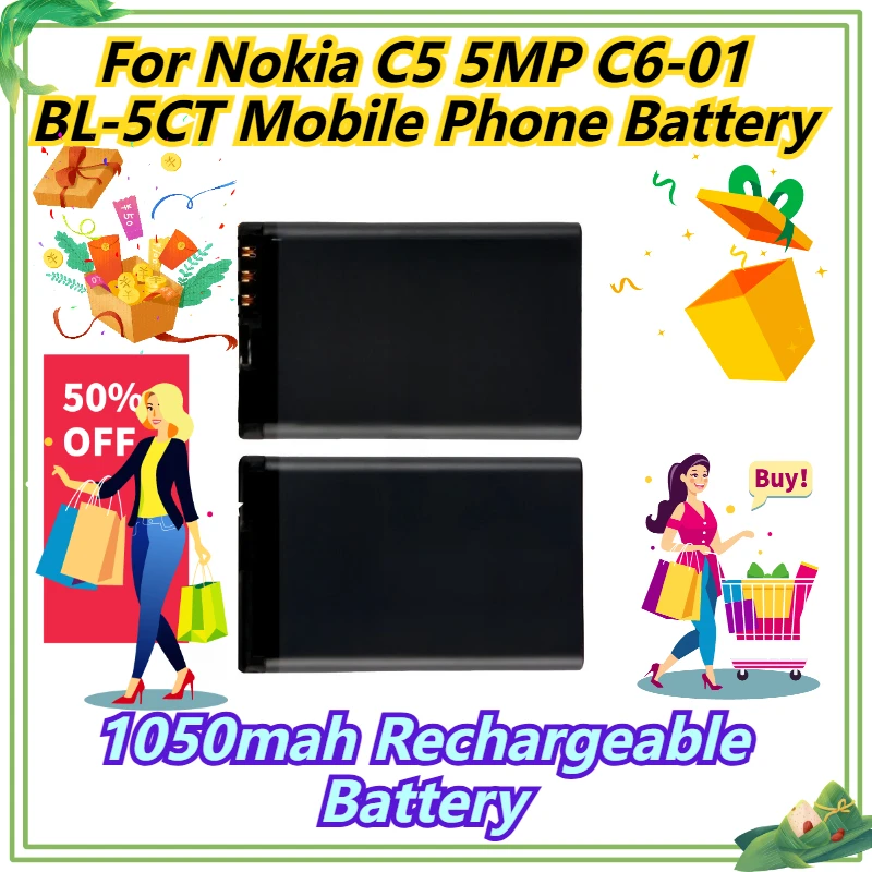 

Аккумуляторная батарея 1050 мАч для Nokia C5 5MP C6-01 BL-5CT, аккумулятор для мобильного телефона