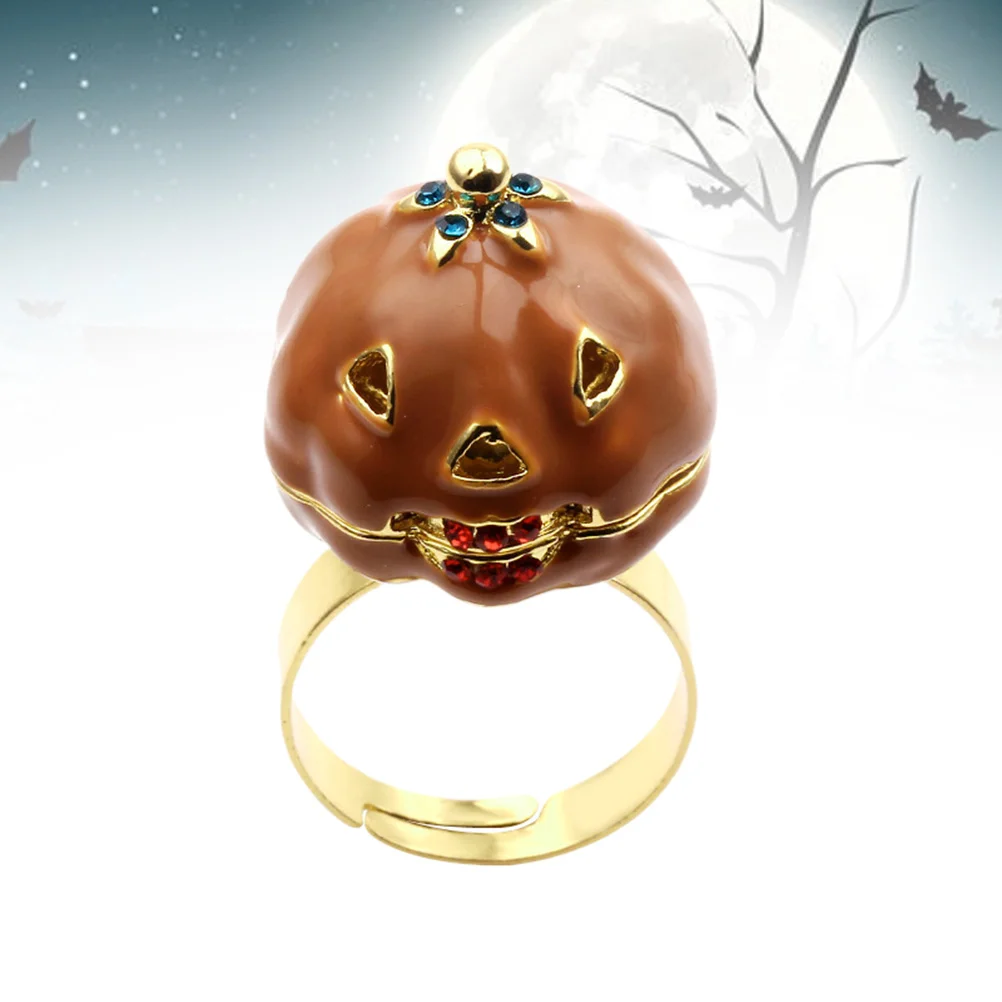 Halloween Orange Pumpkin Rings Adjustable Rings Fashion Rings Halloween Party Supplies for Kids Adults Wear (Random Style)