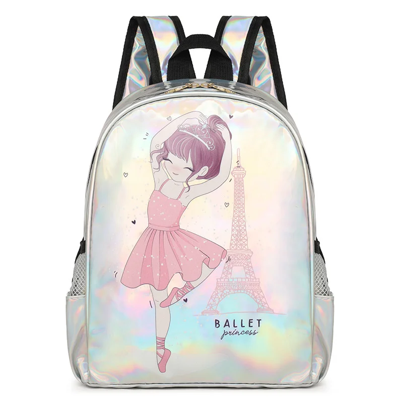 Kids Cute Sequins Laser Ballet Dance Waterproof Backpack for Teens Toddler Girls Princess Ballerina Dancing Storage Daypack Bag