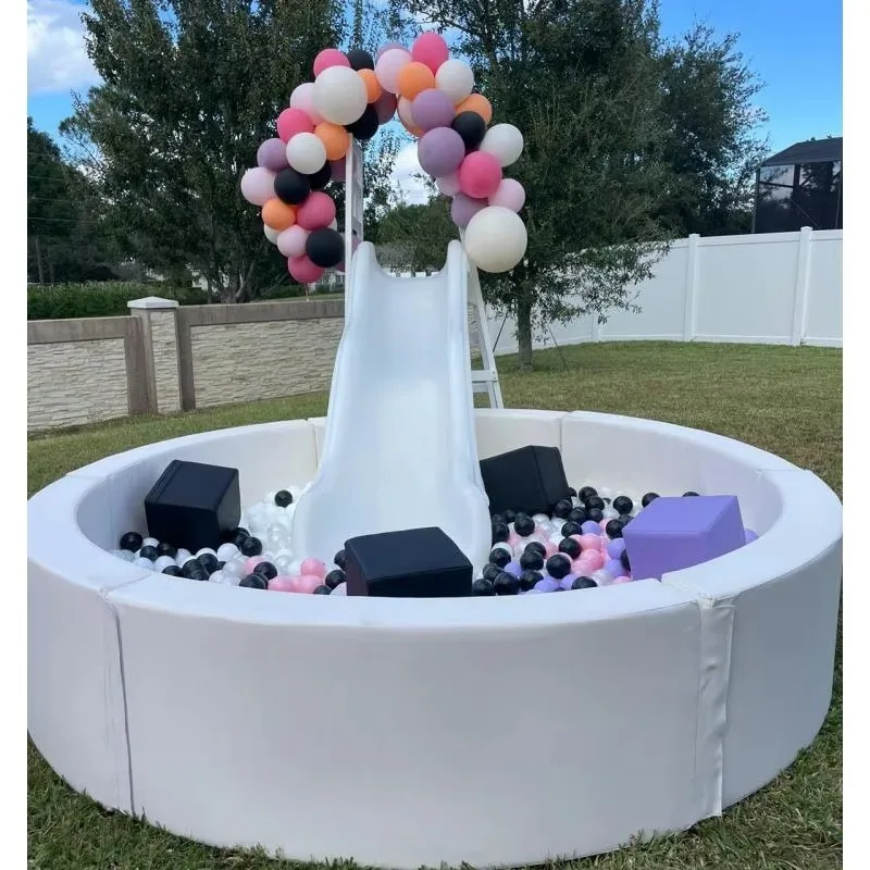 

Buy Commercial Indoor Outdoor Foam Ball Pit White Kid Birthday 4ft 5ft 6ft Round Ball Pit Rental Soft Play Ball Pit with Slide