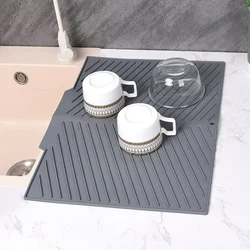 1pc Silicone Draining Board Mat Dish Drying Folding Draining Mat Large Drain Pad Eco-Friendly Drainer Heat Resistant Pot