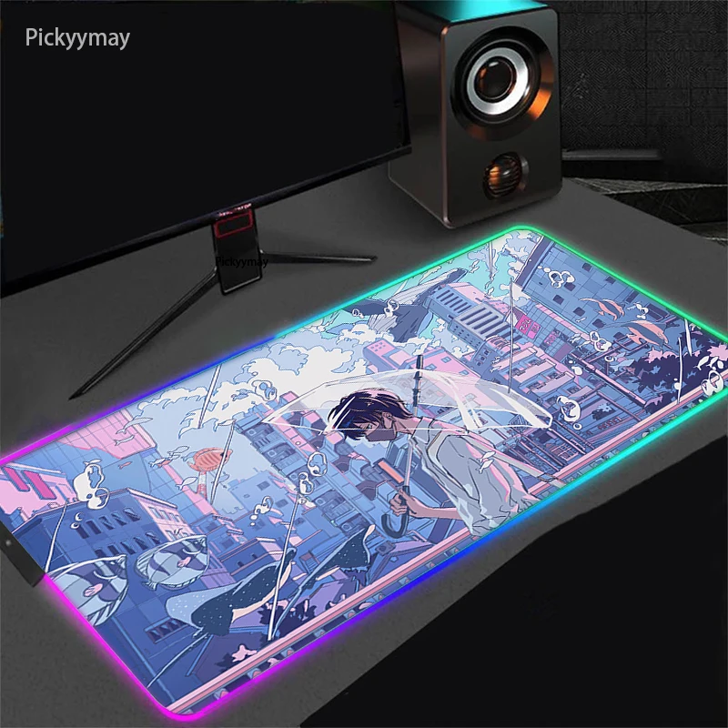 Большой игровой коврик для мыши RGB, коврик для мыши со светодиодной подсветкой, игровой коврик для мыши, клавиатура, коврик для мыши, Настольный коврик, компьютерный коврик