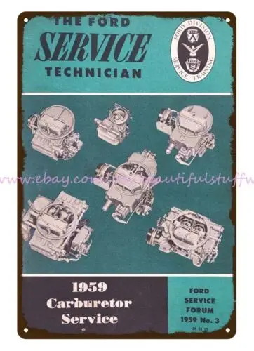 1958  Service Technician Carburetor service automotive. metal tin sign