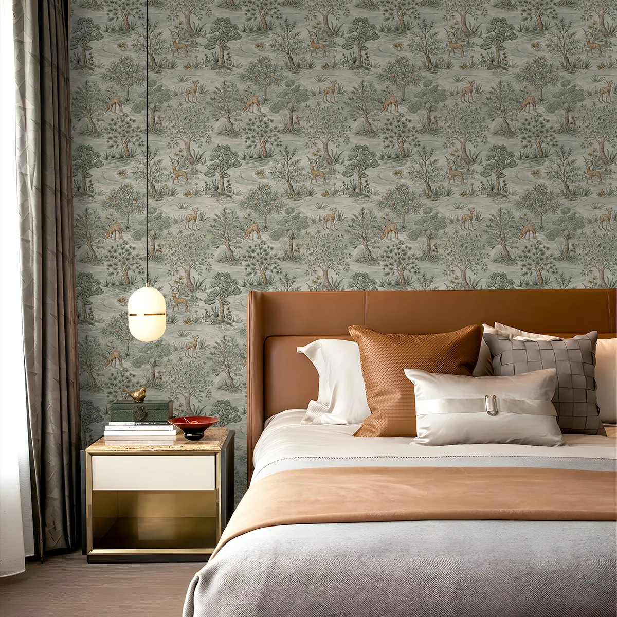 Retro Jungle Peel and Stick Wallpaper Tropical Animal Removable Waterproof Wallpaper Deer Contact Paper Home Decoration