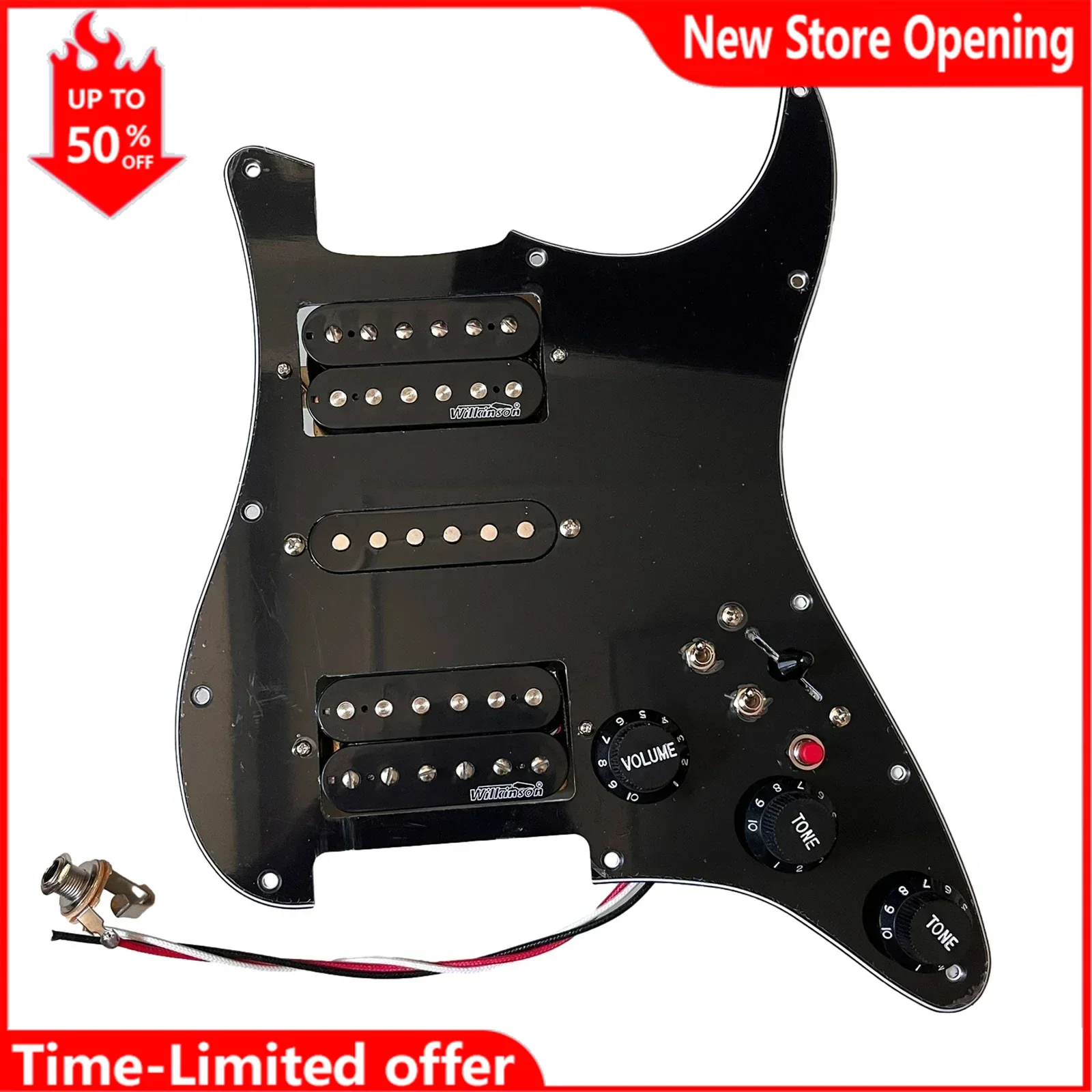 

Prewired Loaded ST Pickguard With HSH Black Humbucker Alnico V Pickups Set Coil Splitting Switch For ST Electric Guitar