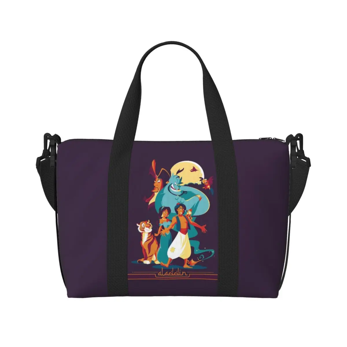 

Custom Aladdin Tote Bag for Women Large Capacity Animation Gym Beach Travel Bags