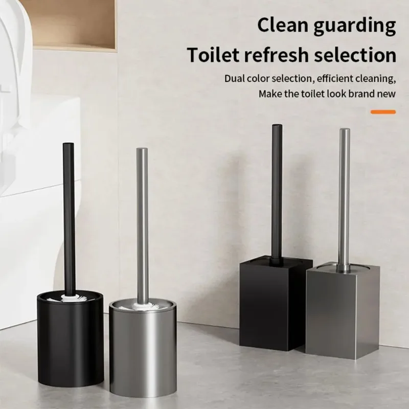 

1pc Toilet Brush Metal Shell Wall-Mounted Toilet Brush Holder No Dead Angle Home Cleaning Tools Bathroom Accessories