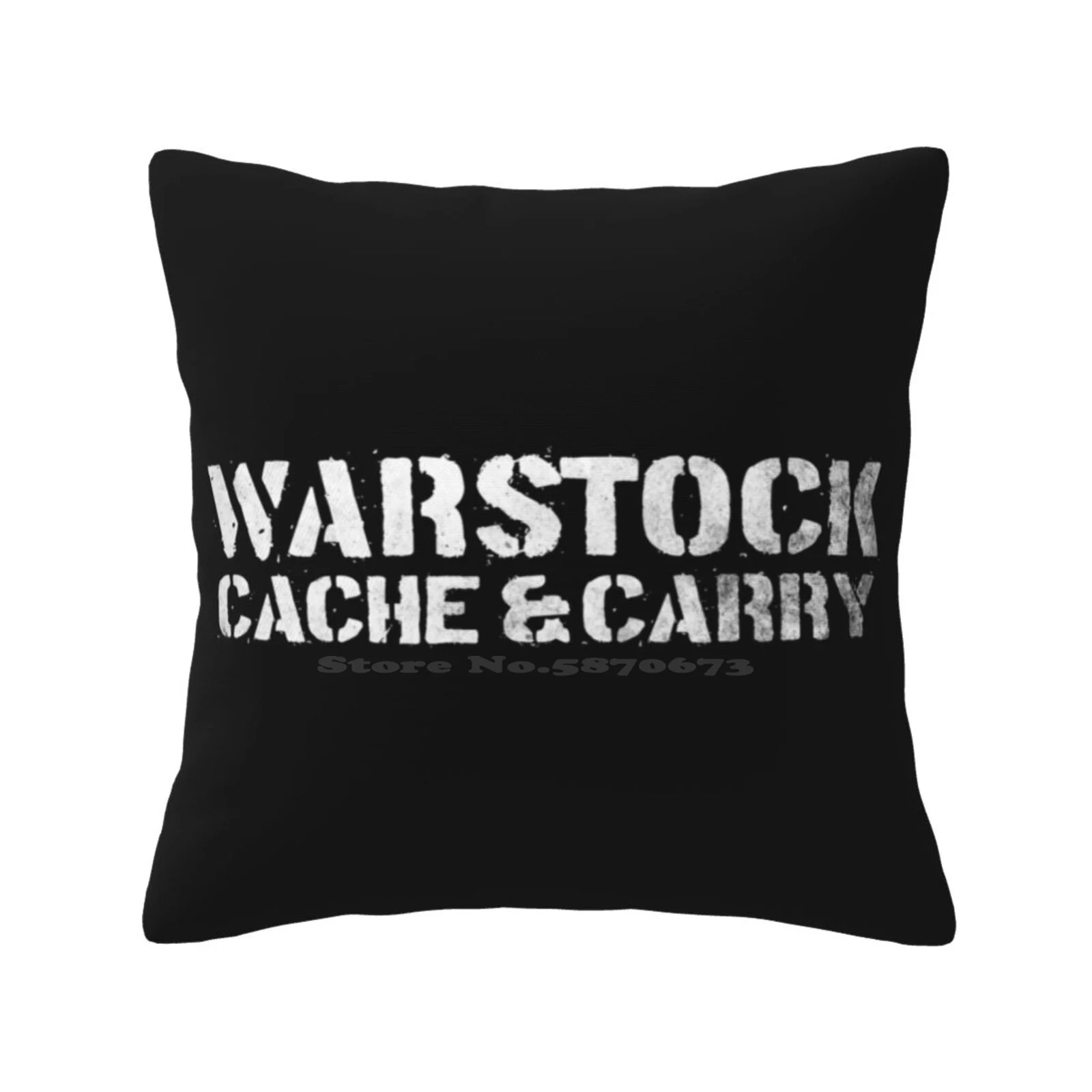 Warstock Cache & Carry Military Armament And Surplus Company Weathered Effect Logo White From Los Santos , San Andreas Home