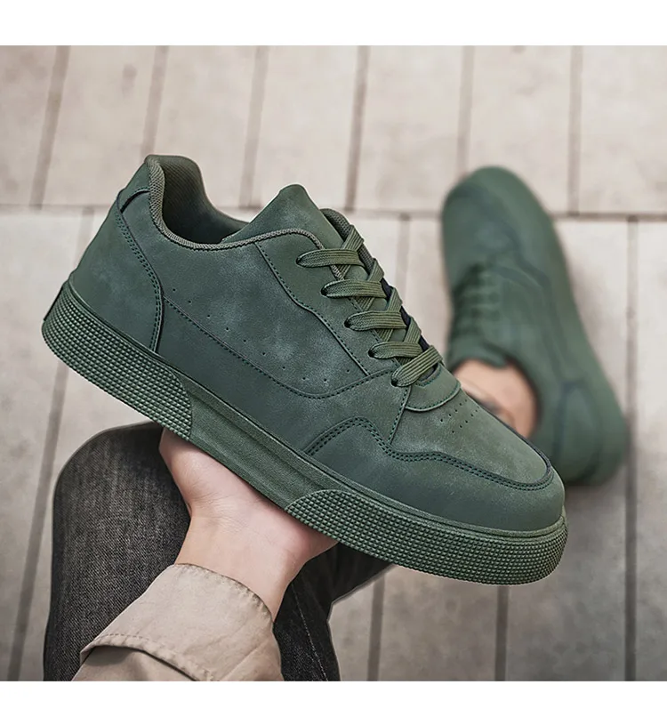 Herren-Skate-Sneaker aus einfarbigem Wildleder, niedrig geschnitten, zum Schnüren, weiche, rutschfeste Freizeitschuhe für den täglichen Weg zur Arbeit, Spaziergänge auf der Straße, Einkaufen, Autofahren – Detail 7