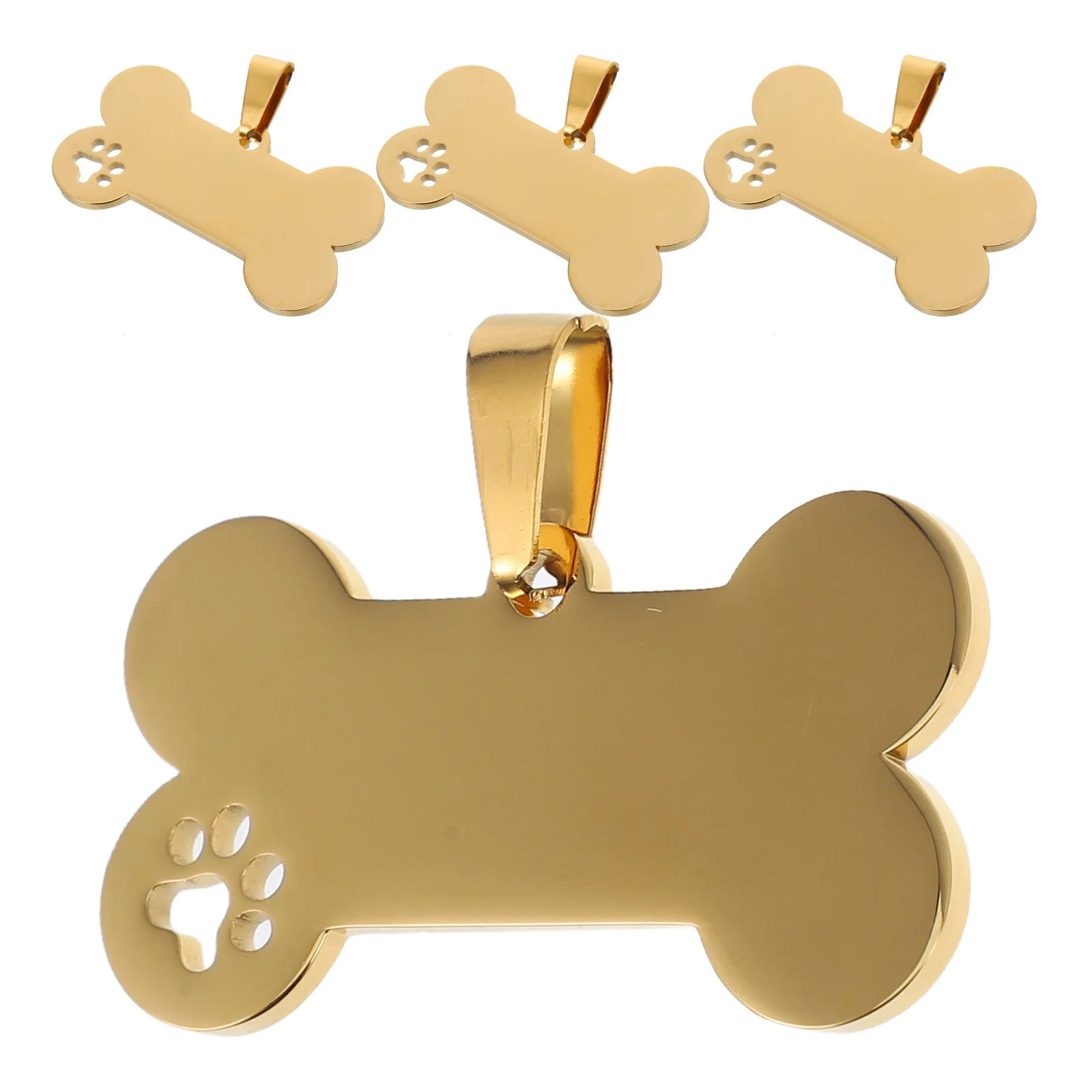 

4Pcs Pet Identification Tags Stylish Metal Dog Id Tag Engraved Name Label Waterproof Wearresistant for Various Breeds