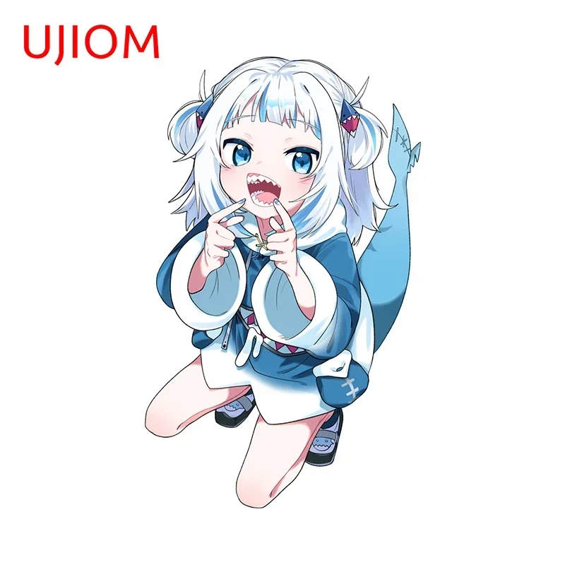 UJIOM 13cm × 8cm Hololive Gawr Gura Kawaii Style Wall Stickers Grabbing The Fat Tail Tuya Decals Nice Baby Nusery Room Decor