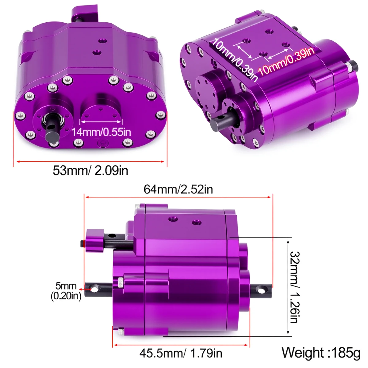 ชุดเกียร์ทรานสเฟอร์เคสโลหะ 2 สปีด 48P สำหรับรถบังคับวิทยุ 1/10 RC Crawler Car Axial SCX10 90046 D90 อะไหล่อัพเกรด