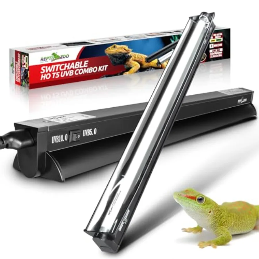 

【Spot goods】Switchable UVB Light for Reptiles 24W T5 UVB Light Combo Kit for Tropical and Desert Reptile 22.6" Terrarium Hood L