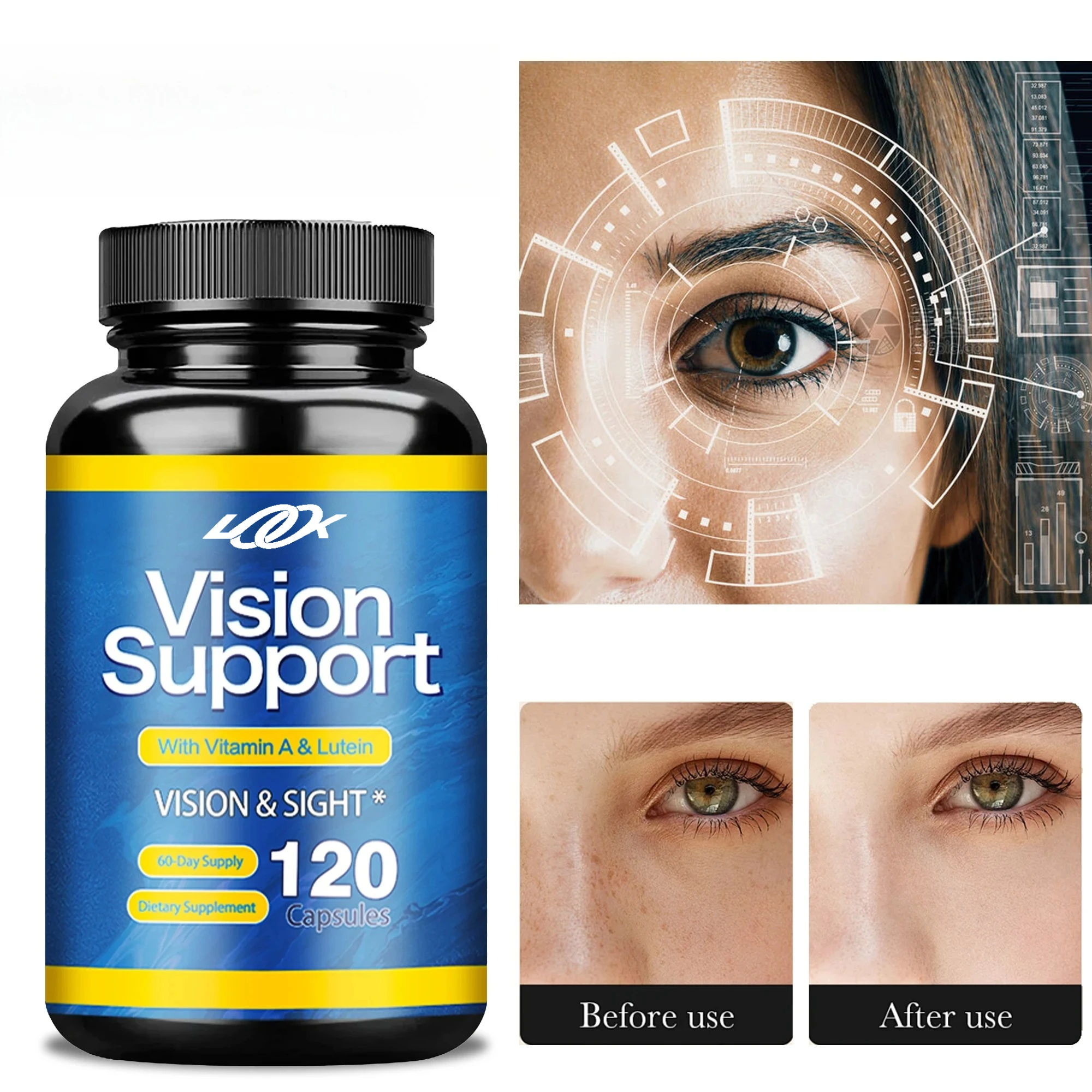 Vision Support Capsules - with Lutein, Bilberry - Helps Maintain Healthy Vision, Relieve Eye Fatigue, Dry Eyes Supplements