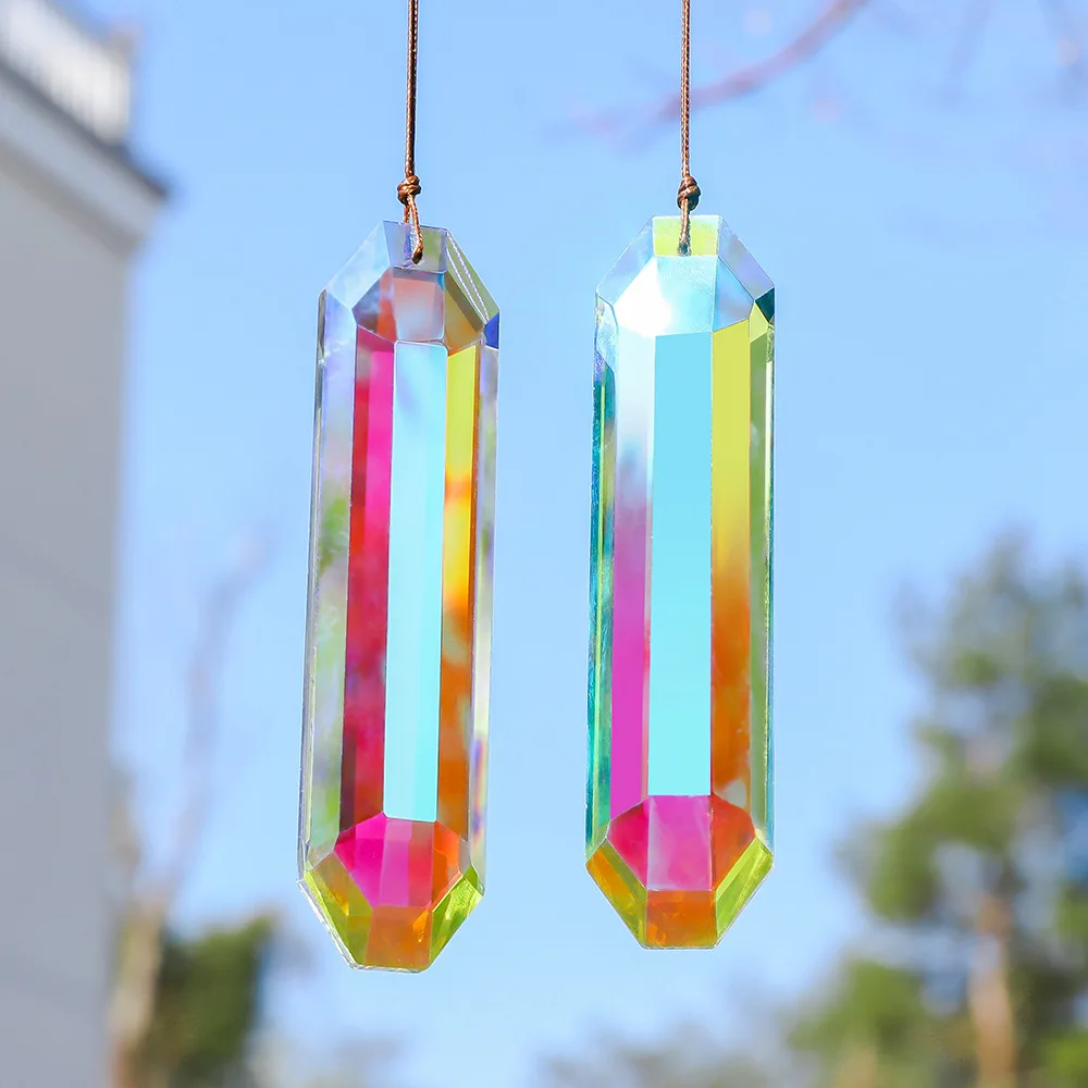 

Camal 1pcs Suncatcher Window Prism Pendant For Window Rectangle ABcolor Crystal Rainbow Maker Garden Hanging SunCatcher Ornament