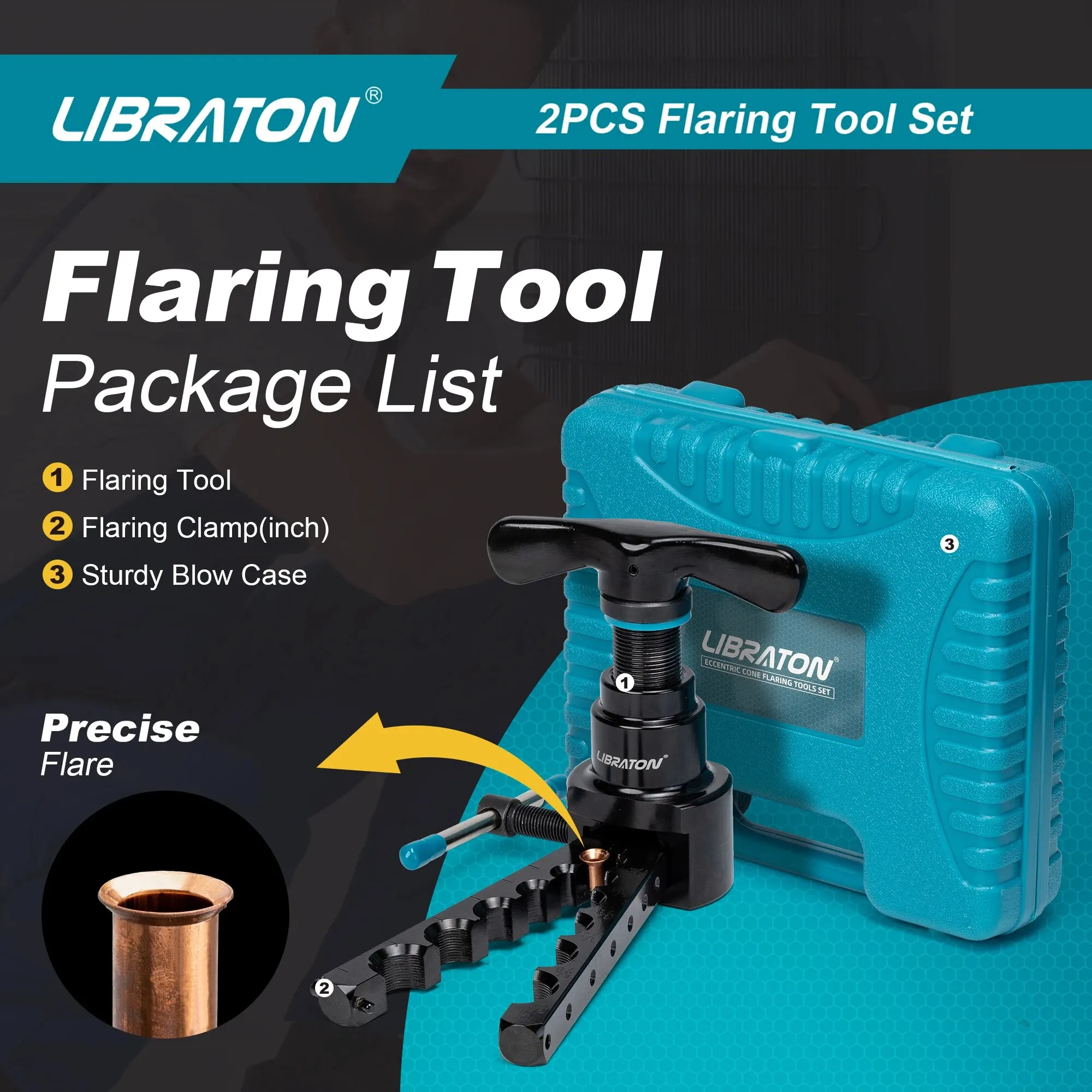 LIBRATON HVAC Flaring Tool Kit Metric / SAE, Copper Flaring Tool, 45° Eccentric Single Flare Tool for Copper Aluminum Pipe