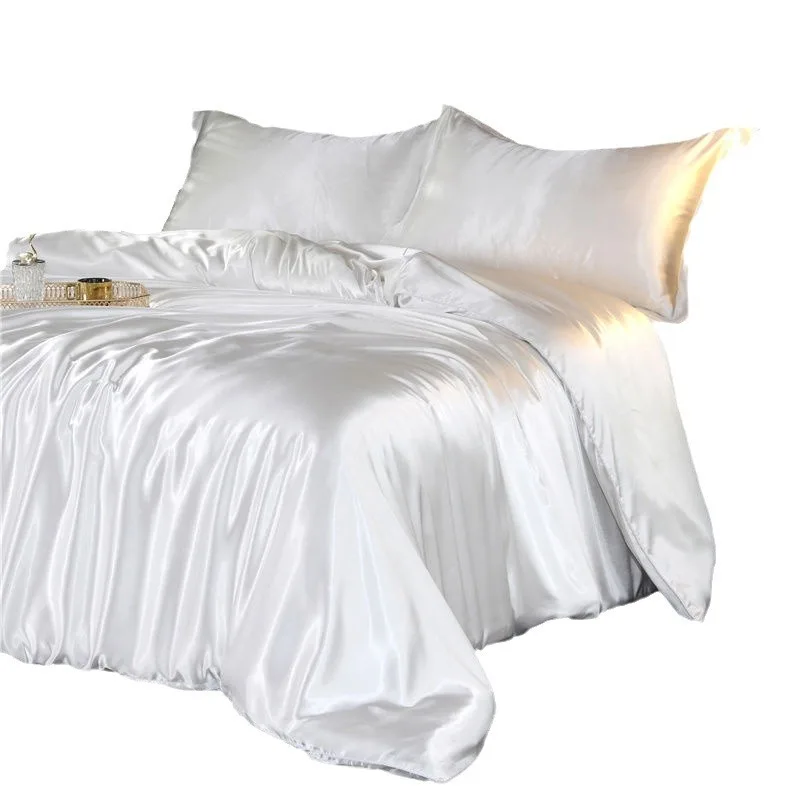 

Ice silk cool feeling four-piece set double-sided mulberry silk solid color bed sheet quilt cover summer cold bed