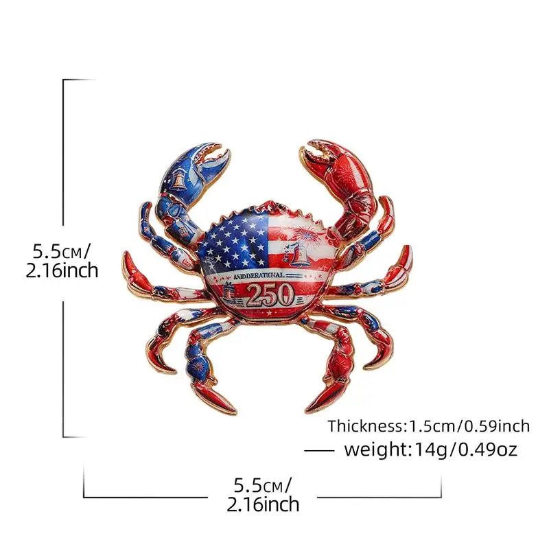 Lovely Crab Brooches USA 250 Independence Day 4-color Crab Water Animal Party Casual Brooch Pins Gifts