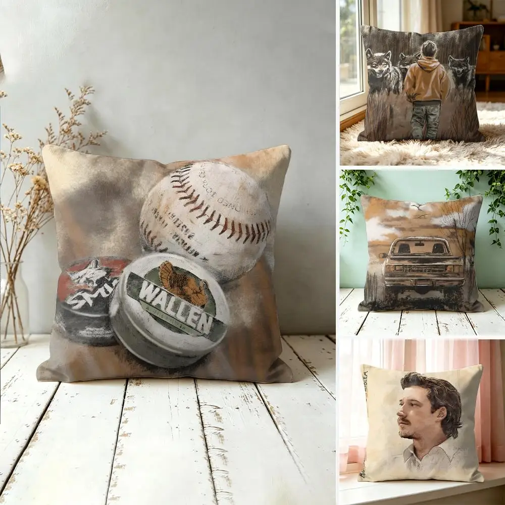 Singer M-Morgan Wallen Cushion Cover Wrinkle-Resistant Short Plush Pillow Covers Breathable Machine-Washable