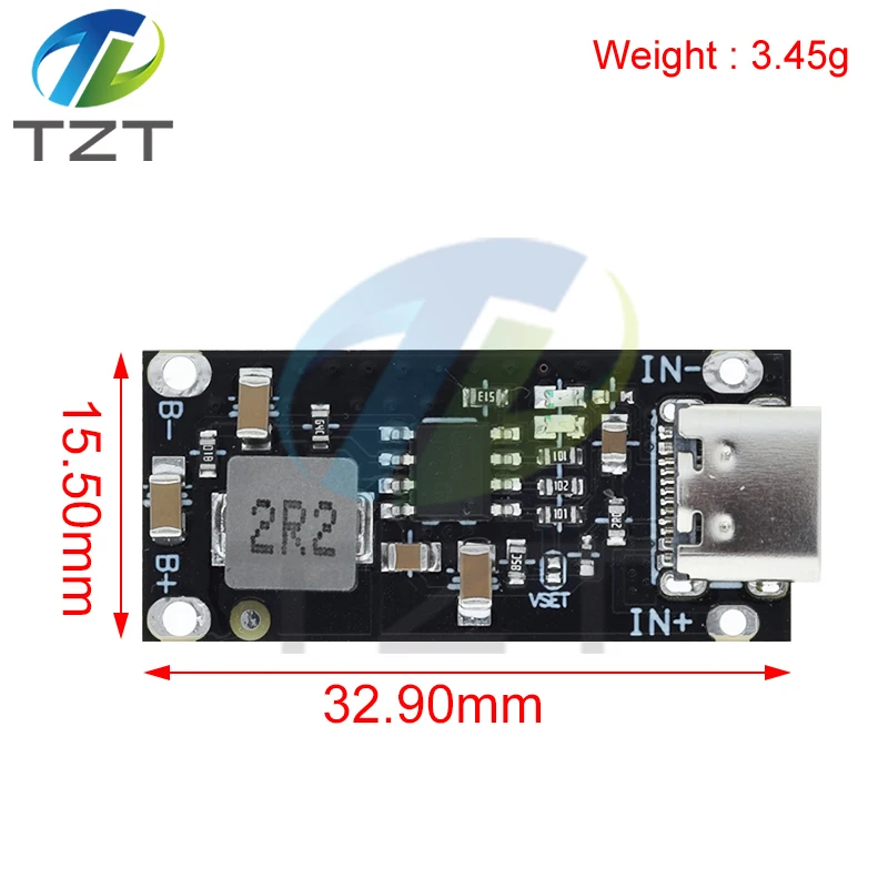 Type C USB Input High Current 3A Polymer Ternary Lithium Battery Quick Fast Charging Board IP2312 CC/CV Mode 5V To 4.2V