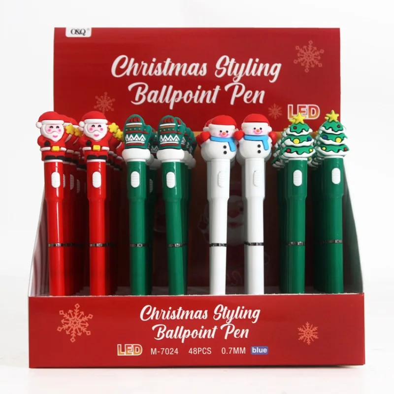 

2pcs Creative Christmas Cartoon Ballpoint Pens Reindeer Santa Claus Hats Snowman Gifts Christmas Pens for School Students