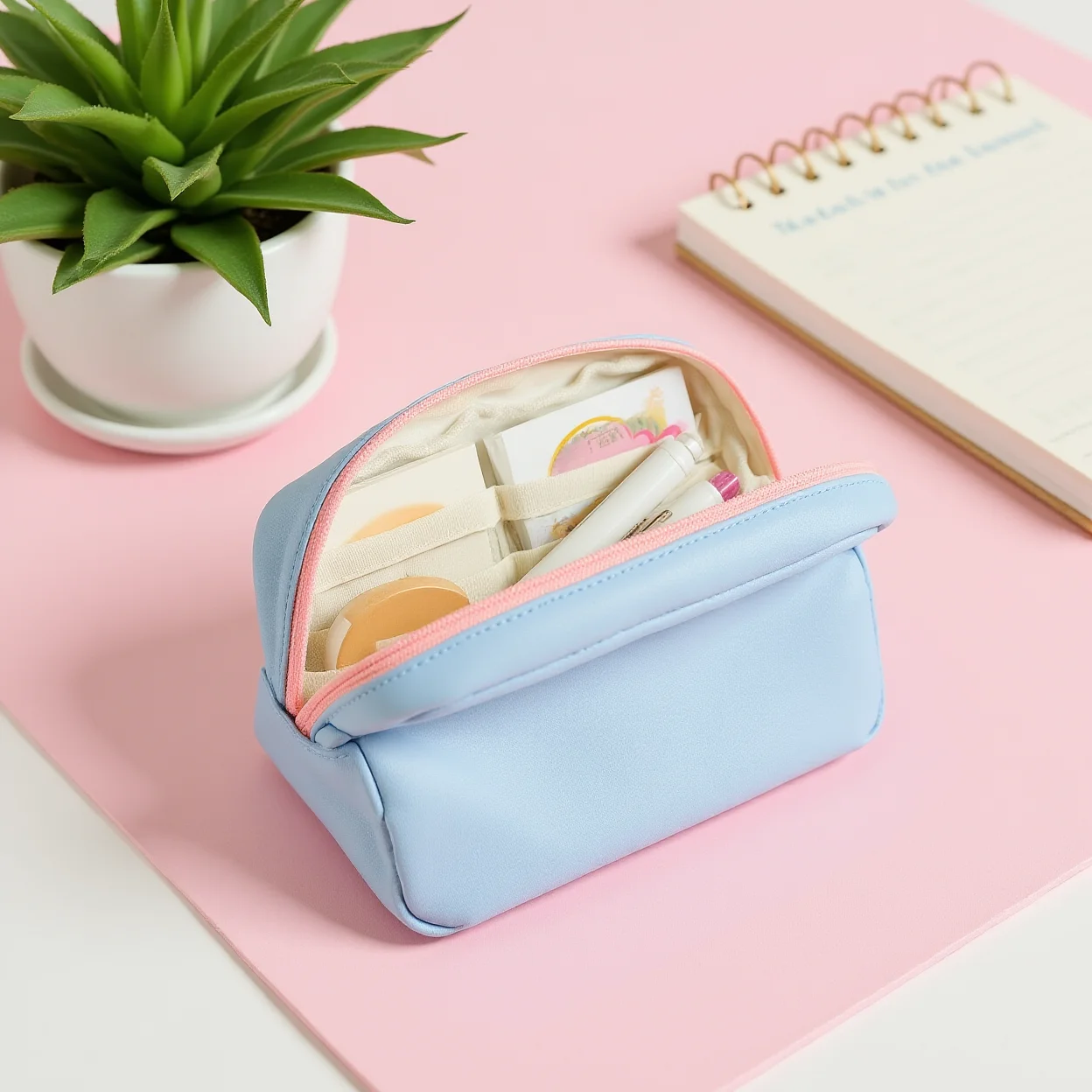 Pencil Case Color Block Stationery Pouch Colorblock Pencil Bag Stand Up Magnetic Pencil Bag For Small Cosmetics Office Desktop