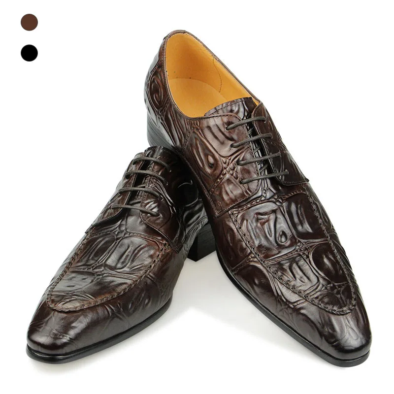 

Men's Classic Modern Formal Oxford Wingtip Lace Up Dress Derby Shoes chaussure hommes Fashion crocodile skin trend printing 2023