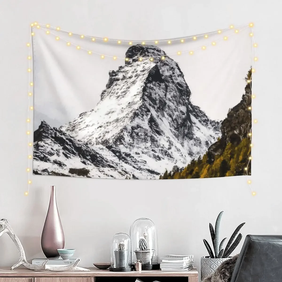 Matterhorn Mountain Switzerland Zermatt, European Swiss Alps Mountains, Winter Matterhorn Landscape Oil Paint Tapestry