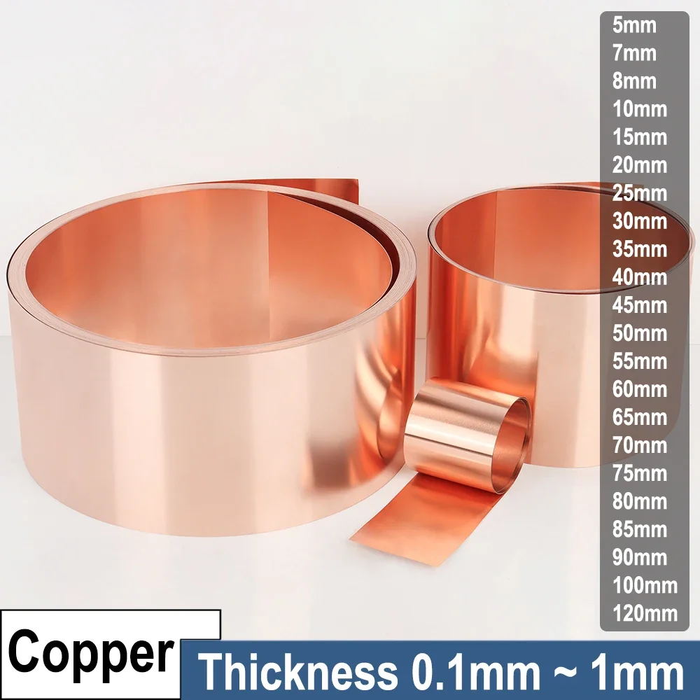 

1Meter Copper Sheet Strip Roll 0.1/0.15/0.2/0.25/0.3/0.4/0.5/0.6/0.8/1mm T2 Copper Foil for Electrical Craft Tape