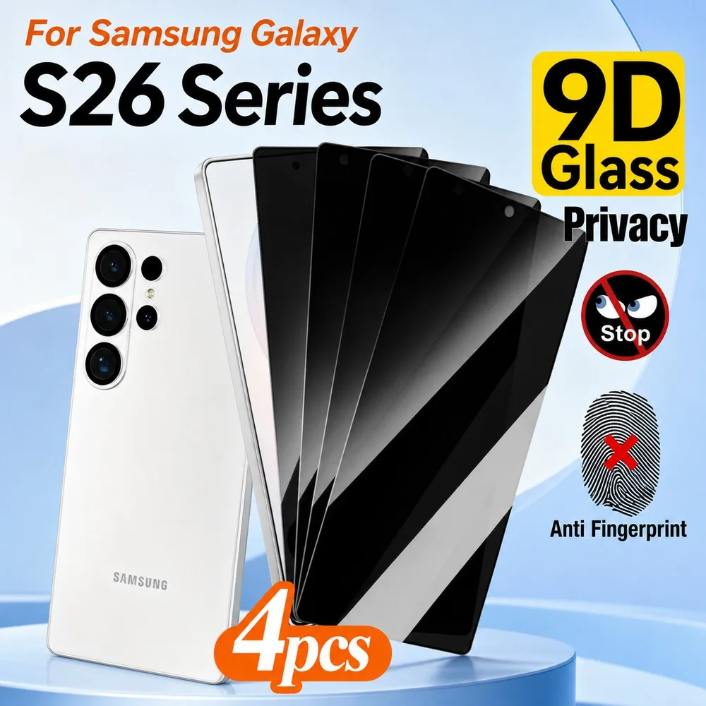 4PCS Privacy Tempered Glass For Samsung Galaxy S26 Ultra S26+ Anti Spy Screen Protector For Samsung Galaxy S26 S26 FE