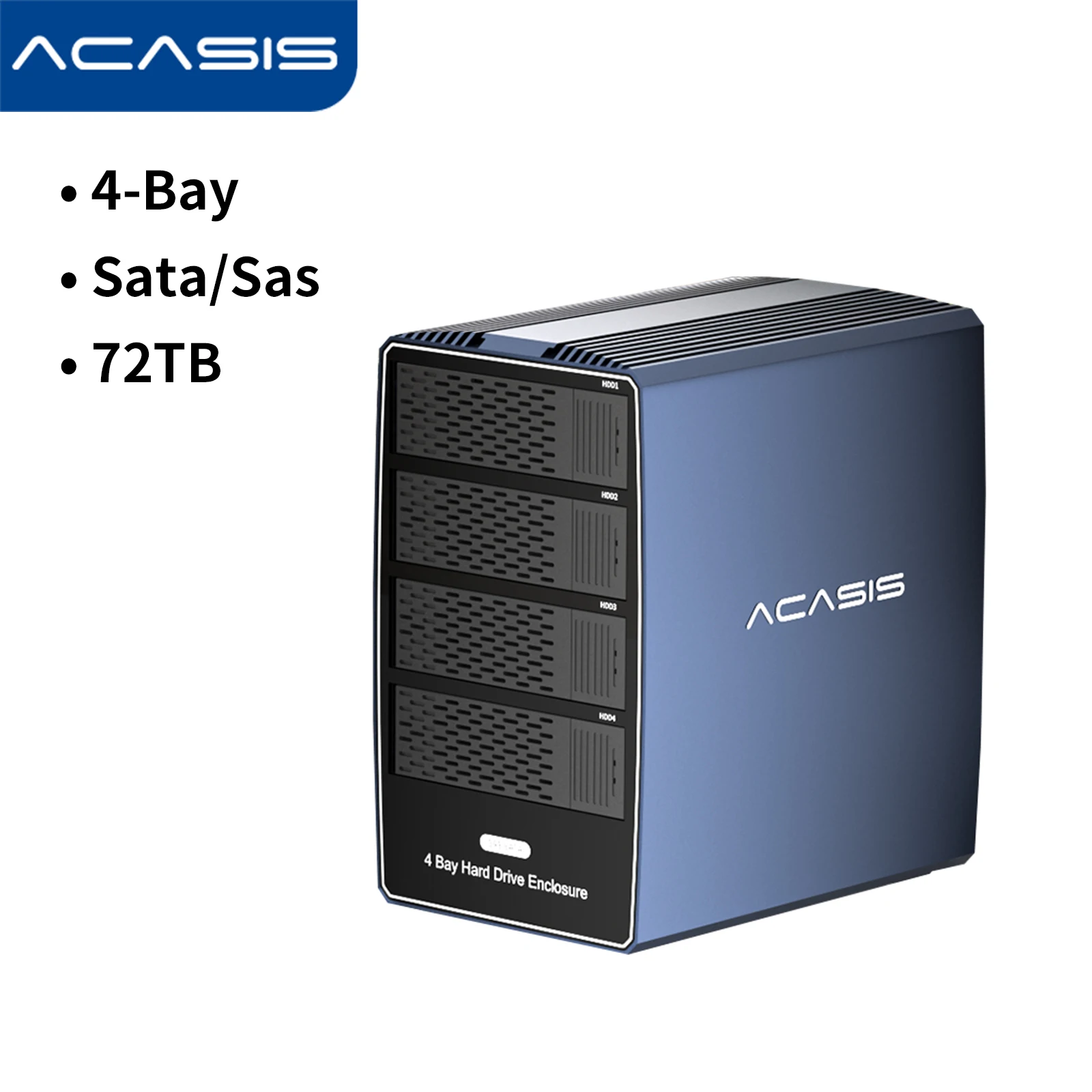 

Чехол Acasis USB 3.0 с 4 отсеками 3,5/2,5 дюйма SATA/SAS HDD/SSD 72 ТБ для корпоративного хранения