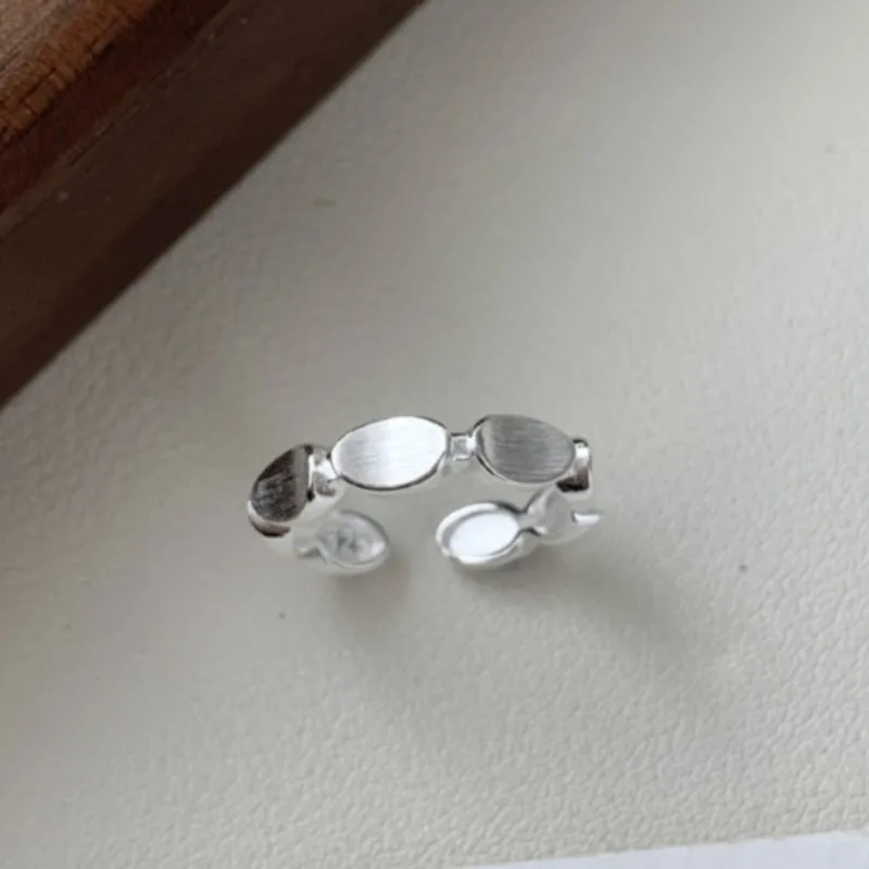925 Sterling Silver Ring For Women Fashion Geometry Simple Fresh Concave Frosting Versatile Jewelry Gift Dropshipping