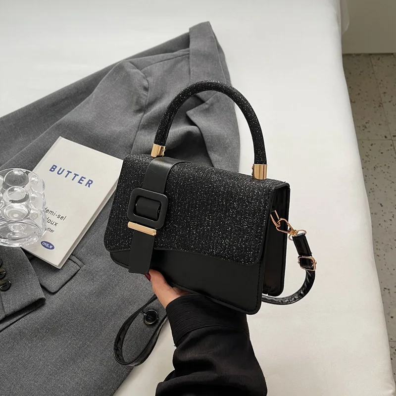 حقيبة كتف جلدية لامعة عصرية للنساء، حقيبة يد كروس أنيقة وبسيطة #1