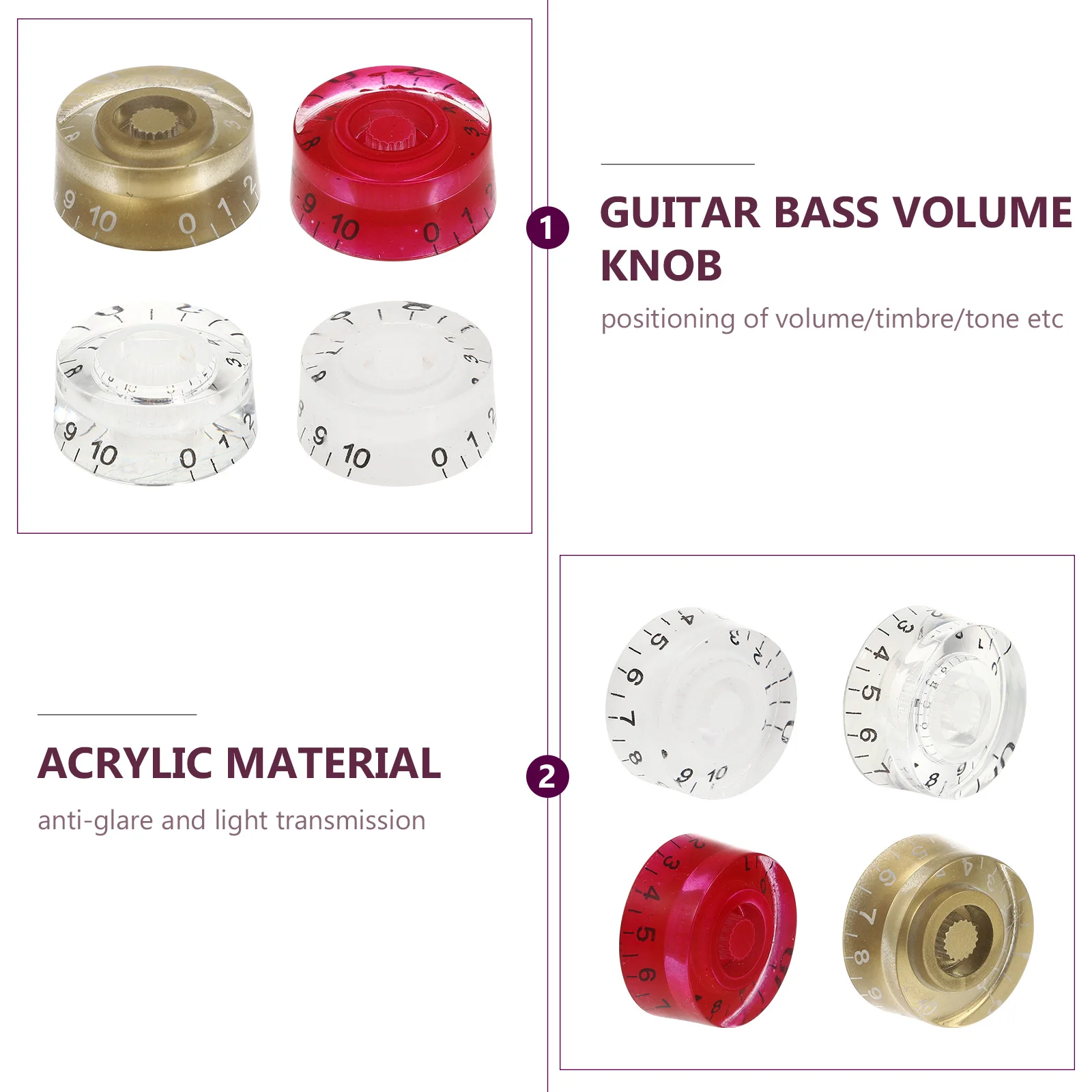 

16 Pcs Electric Guitar Knob Cap Knobs Bass Volume Pot Hand Tone Control Potentiometer Miss