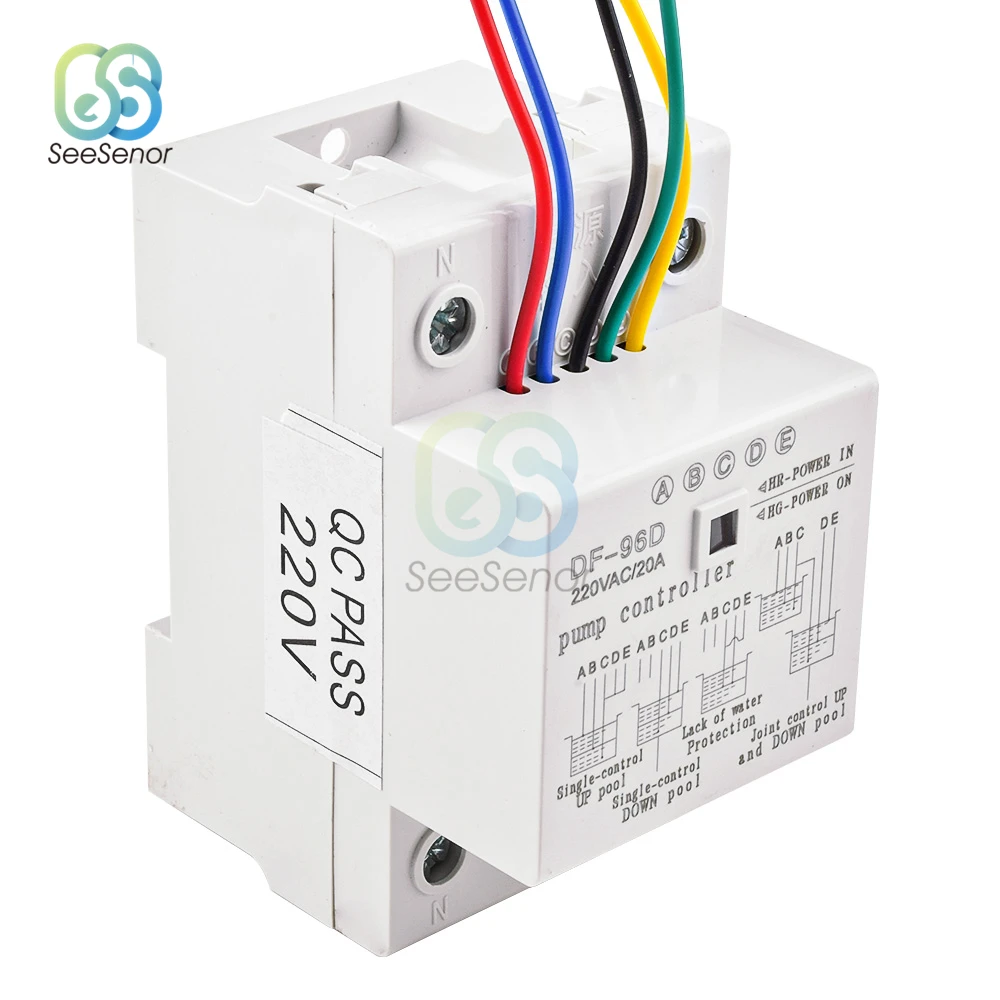 Imagem -05 - Interruptor Automático de Controlador de Nível de Água Tanque de Água Sensor de Detecção de Nível Líquido Controlador de Bomba Df-96d Df-96dk 20a 220v