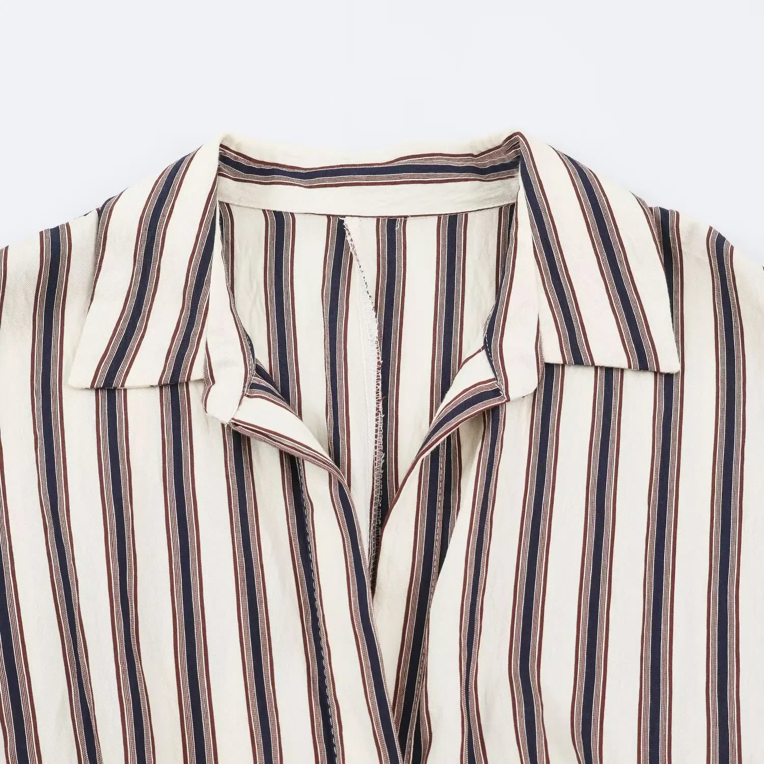 Fashionable Midi Dress with Belt Stripes Women's Clothing JNLEAOG Autumn New Style Casual Short Sleeve Polyester Fiber