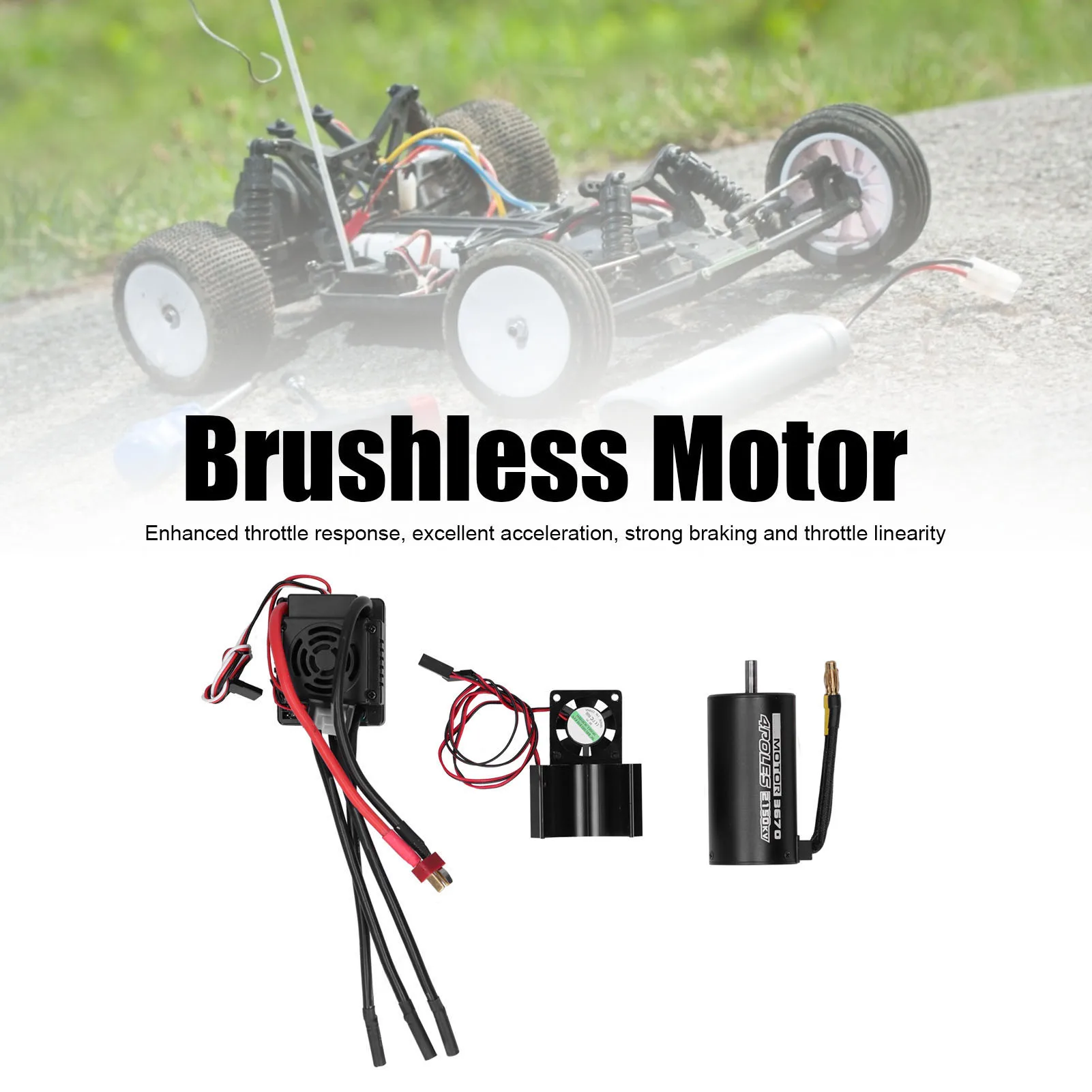 

1/8 RC Brushless Motor Set 3670 2150KV Brushless Motor+120A ESC+Motor Heatsink Set for 1/8 Remote Control Car 3670 2150KV Motor