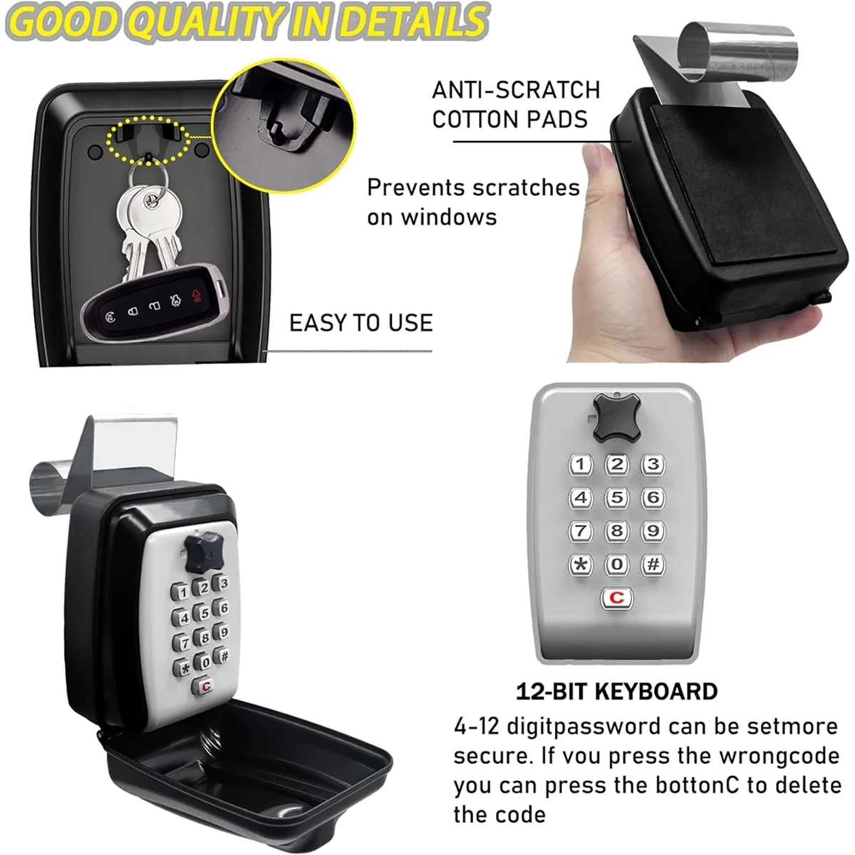 Y31A Auto Fenster Lock Box, Auto Key Lock Box, Auto Fenster Punch Button Lock Box, Auto Fenster Schlüssel Safe, für Carpooling, Turo