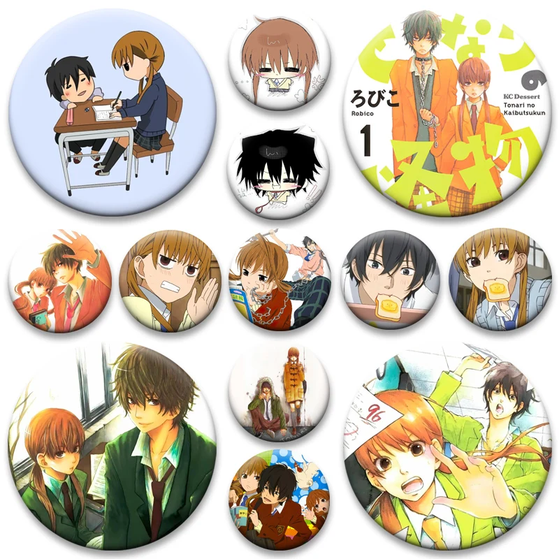 Anime My Little Monster Brooches Round Cartoon Pins Backpack Accessories Mizutani Shizuku Mitty Yoshida Haru Badge Jewelry Gifts