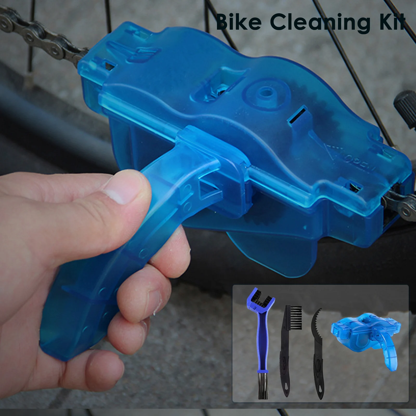 Portable Bicycle Chain Cleaner Bike Brushes Scrubber Wash Tool Mountain Cycling Cleaning Kit Outdoor Bicycle Repair Tools