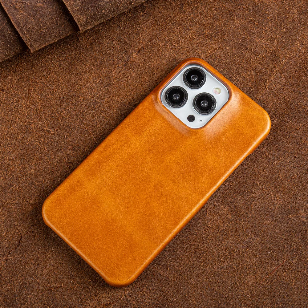 Retro Genuine Leather Phone Case, Hard Back Cover, Oil Wax Skin, Apple iPhone 15, 14, 13 Pro Max, 15 +, 14 Plus, 13min