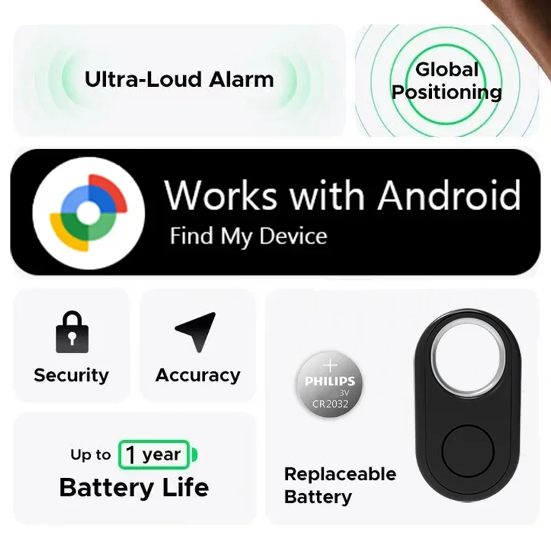 جهاز تعقب GPS لأجهزة Android يعمل مع تطبيق Google's Find Hub Key Finder Pet Smart Tag للهواتف المحمولة Samsung Pixel
