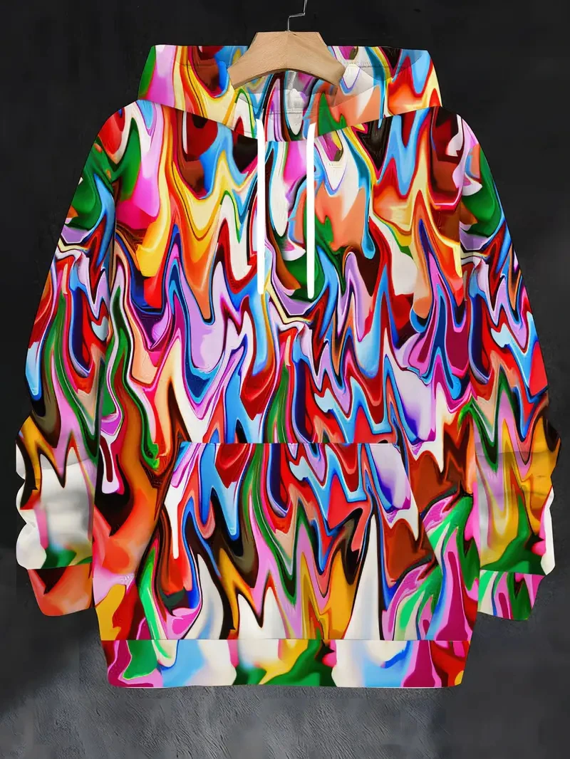 مضحك رجل مجردة الفن نمط هوديي ثلاثية الأبعاد طباعة الرجال مقنعين البلوز ملابس للرجال الكتابة على الجدران الرجال المتضخم بلوزات هوديي