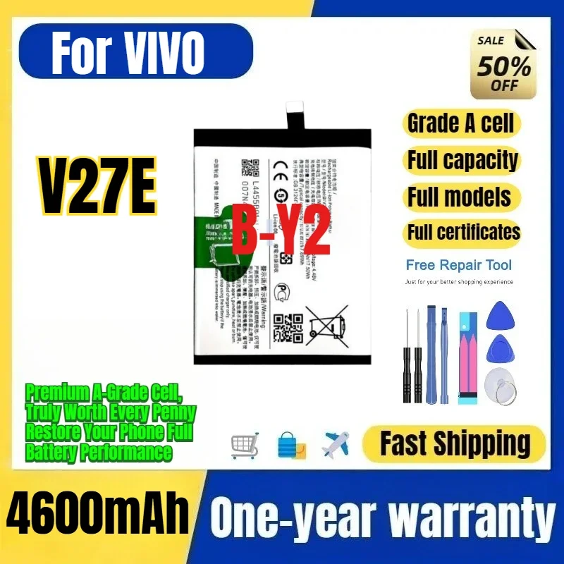 B-Y2 for VIVO V27E Mobile Phone Battery 0 Cycle High Quality High Capacity Battery Replacement Bateria Grade A Cell with Tools