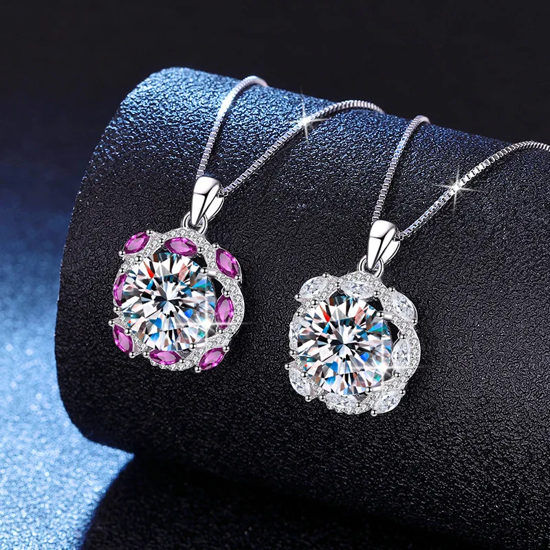 10カラット-モアサナイト-s925-スターリングシルバーネックレス-プレミアムセンス-ピジョンエッグペンダント-モアサナイトネックレス-レディース