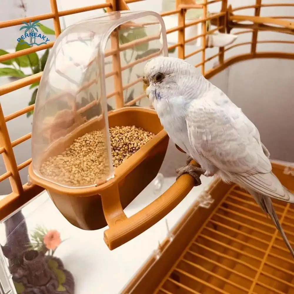 

Material Perching Clear Bird Cage Decor Playing and Eating Bird Feeder Parrot Supplies Birds Watering Bowl Bird Food Container