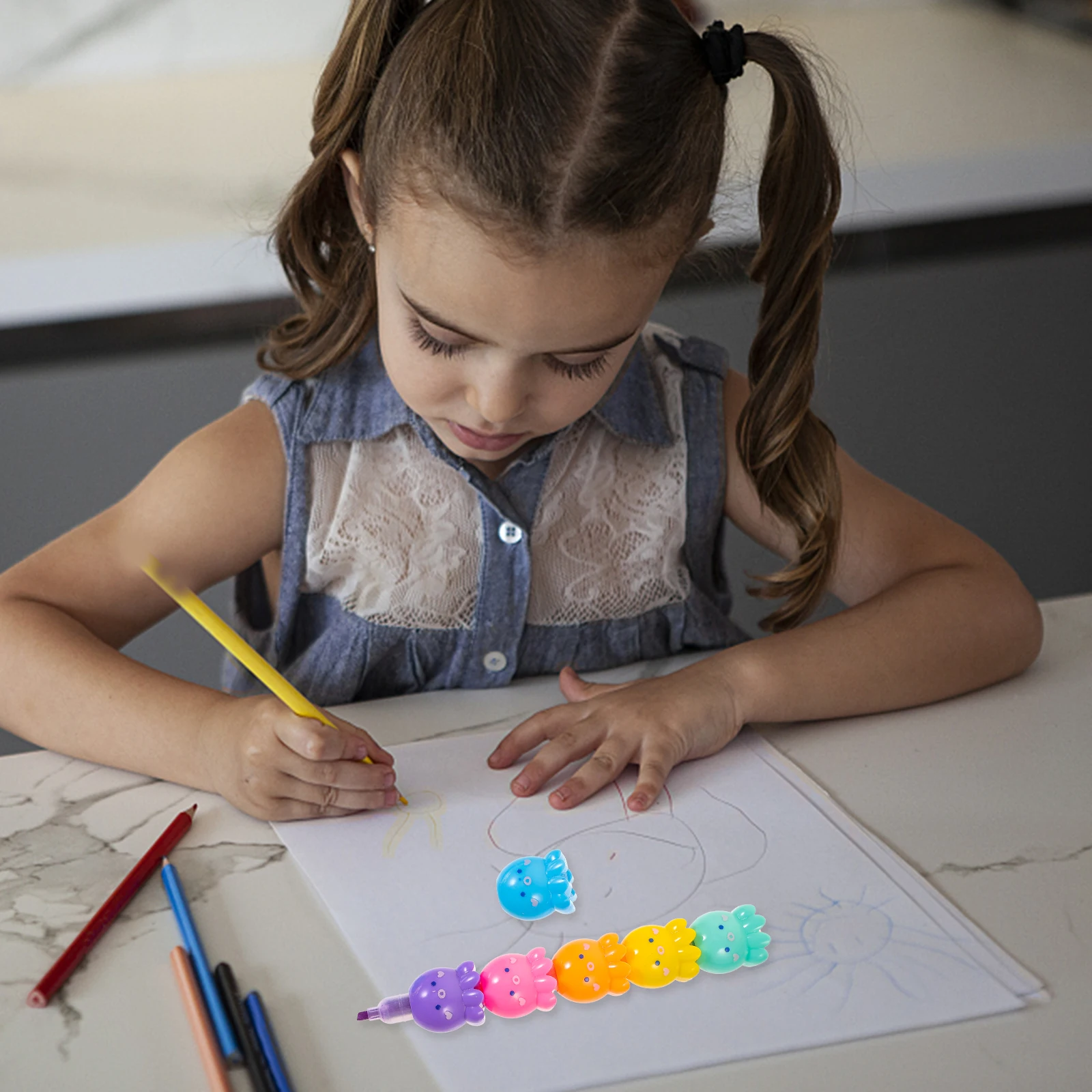 

Highlighter Set Silica Gel Pens Assorted Colors Cute Octopus Modeling Child Marker Multicolor Writing School Office Supplies