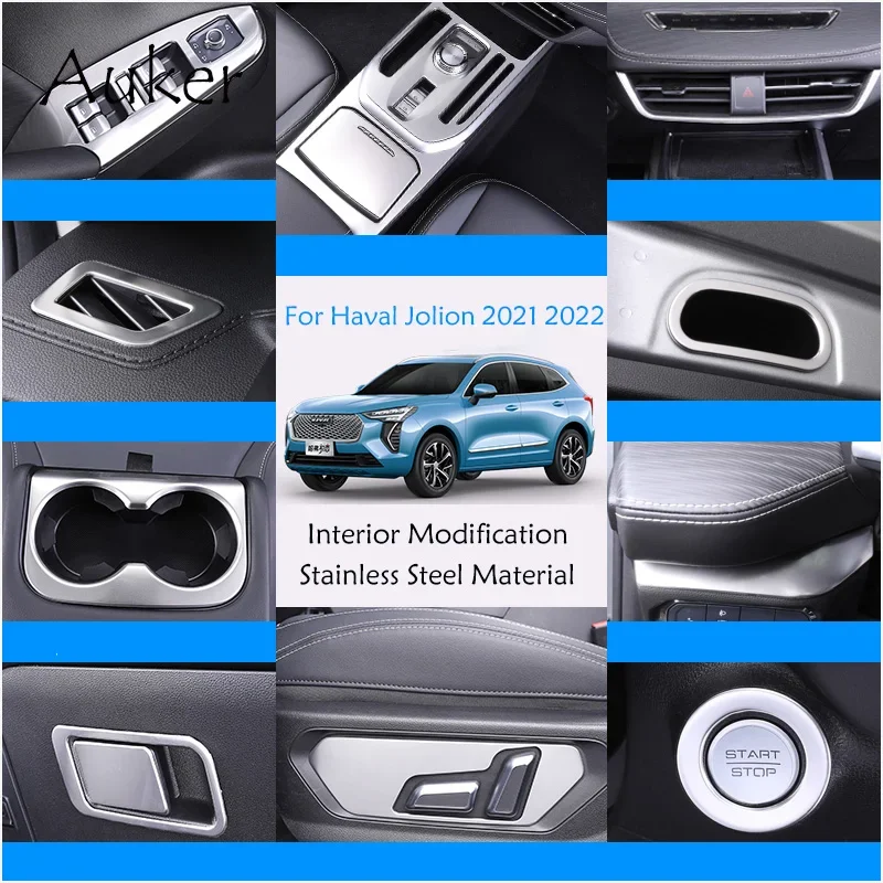 Car Interior Decoration Molding  Styling Accessories Stainless Steel Silver Modification for Haval Jolion 2021 2022 2023